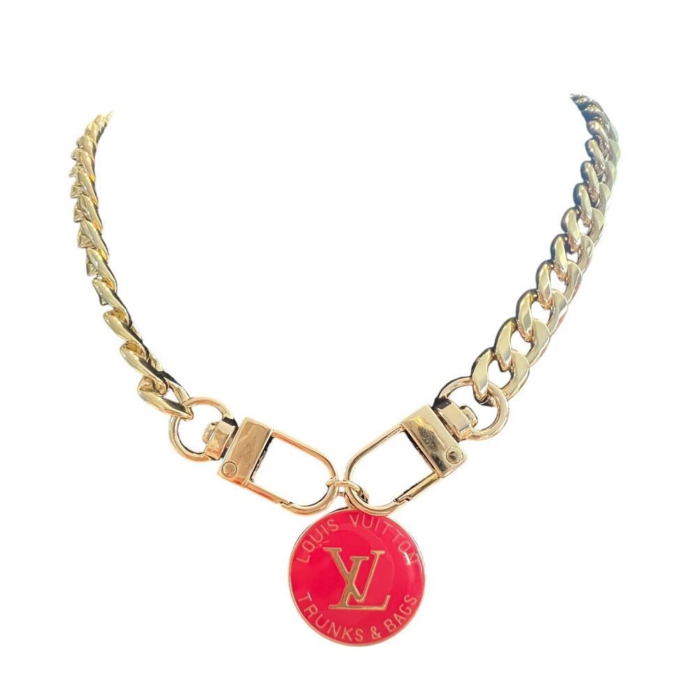 Louis Vuitton Red & Gold Luggage Charm Necklace (LVXX035)